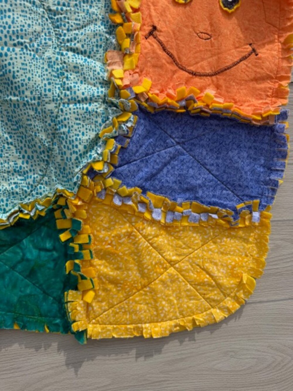 Homemade Small Multicolored Snail Rag Quilt - Picture 4 of 12